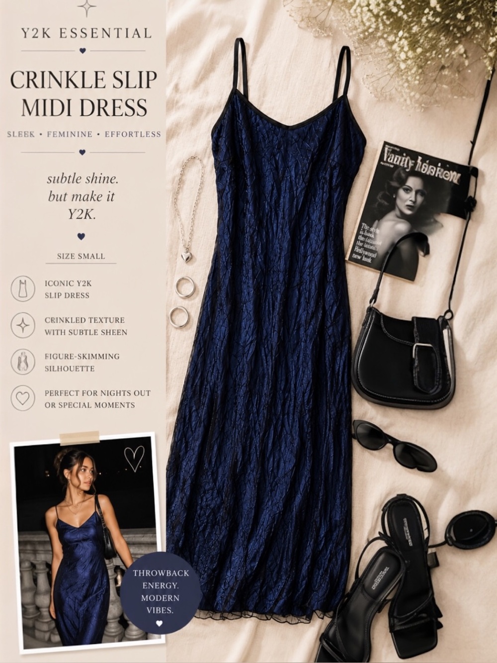 Vintage Y2K Sheer Blue Mesh Slip Dress Spaghetti Strap Fairy Grunge Goth Size 6